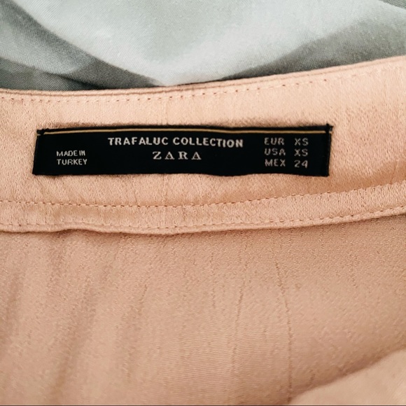 Zara Blush Satin Wrap Midi Skirt Lace Mini Lined - Picture 8 of 9